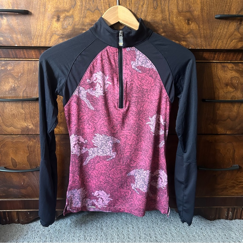 Pink and Black Quarter-Zip Pullover